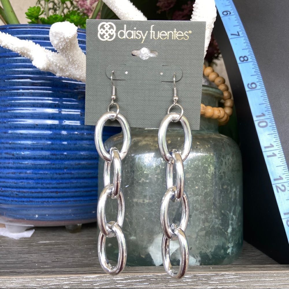 Silver Chai Link Daisy Fuentes Fashion Earrings $16ea / 3 for $25